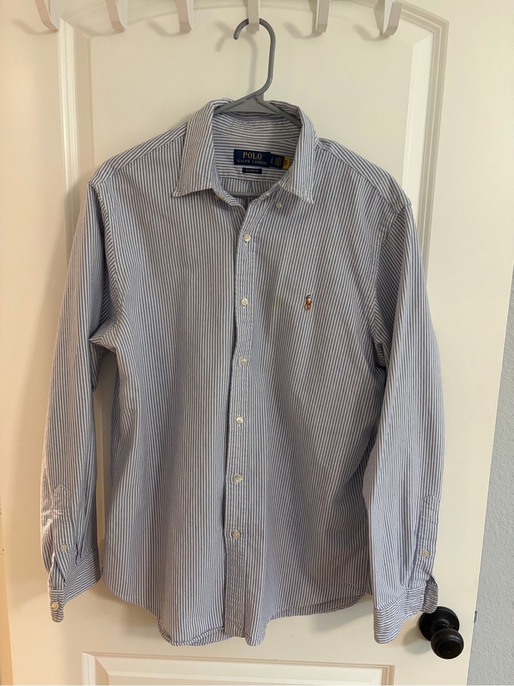 Ralph Lauren Men’s Blue & White Striped Cotton Button-Down Shirt